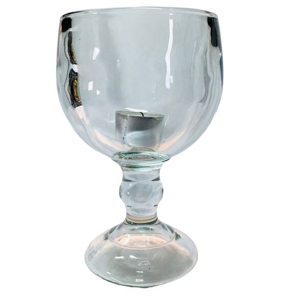 Stemmed Bowl Clear Glass Candleholder - Picture 3 of 5